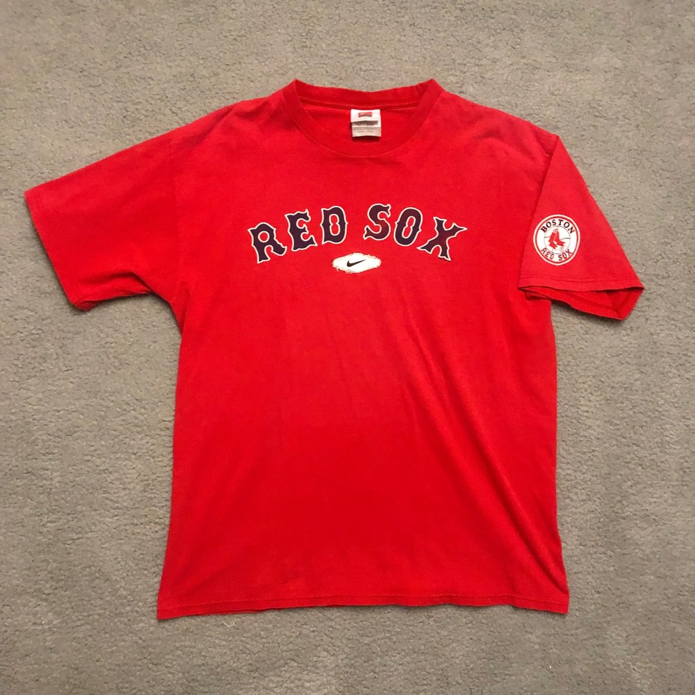 VTG Nike Boston Red Sox T-Shirt Mens Large Red MLB Baseball Center Swoosh Logo